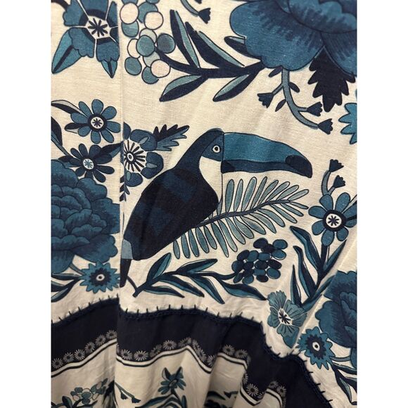 Farm Rio Woman Tropical Tiles Maxi Dress Linen Blend Size Small Toucan - Picture 7 of 9